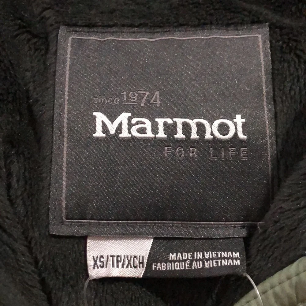 NEW Marmot Montreal Removable Faux Faux Down Long Winter Coat, Size XS, Green